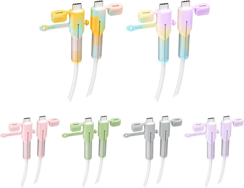 RAWILL Silicone Charger Cable Protectors Compatible, 6 Sets Data Cable Protector Cover, Cord Organizer & Dustproof (Type C) - Image 1